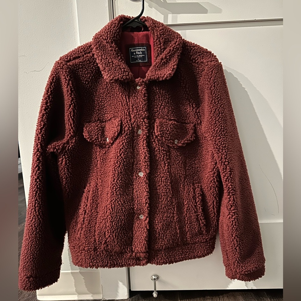 Abercrombie & Fitch Deep Burgundy Teddy Jacket